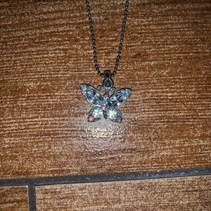 Cute Rhinestone Butterfly Necklace